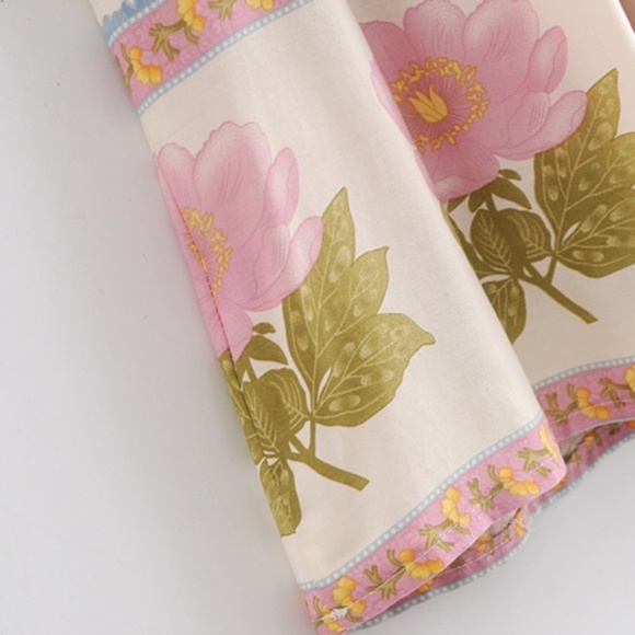 boho Pink floral print ruffle hem maxi skirt gypsy - Picture 6 of 9